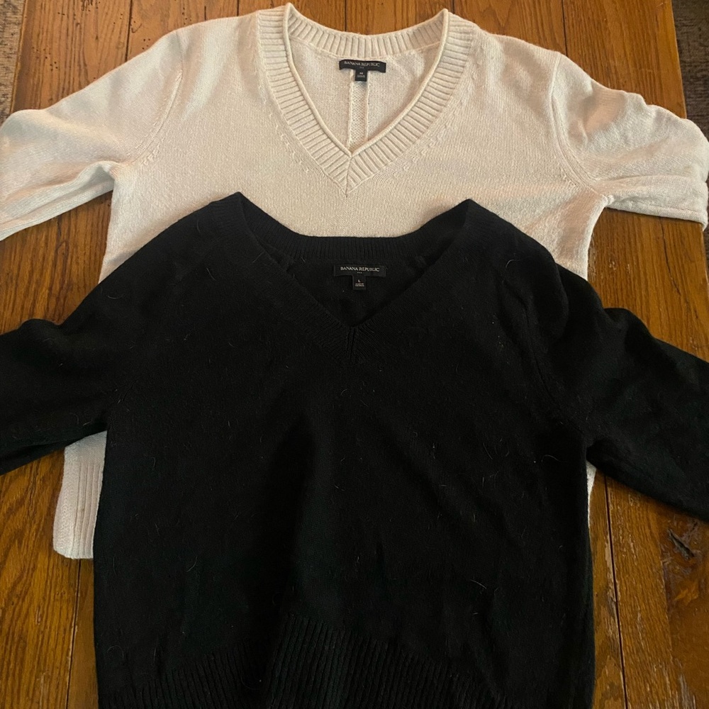 Banana Republic V-Neck Sweater Duo - Black and White